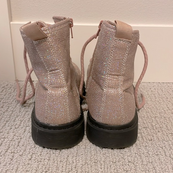 Mia brand Sparkly glitter Pink Lace-Up Boots with a zip up girls youth size 6 - Picture 3 of 6